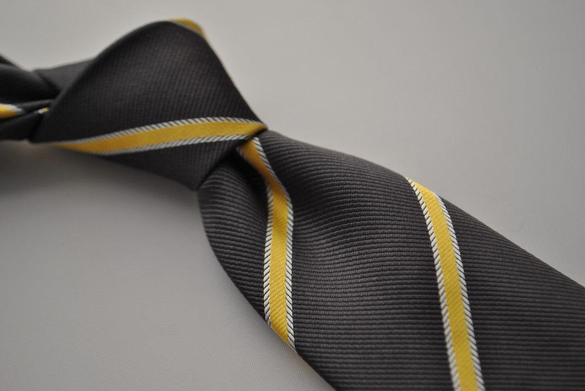 charcoal grey and yellow club striped tie