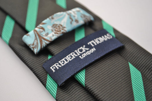 black and green club striped tie