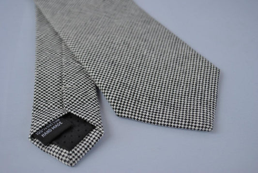 black and white dogtooth cotton textured tie