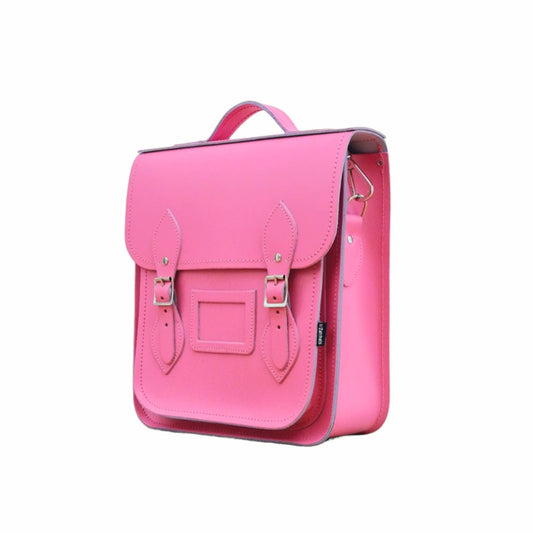 Handmade Leather City Backpack - Hot Fuchsia