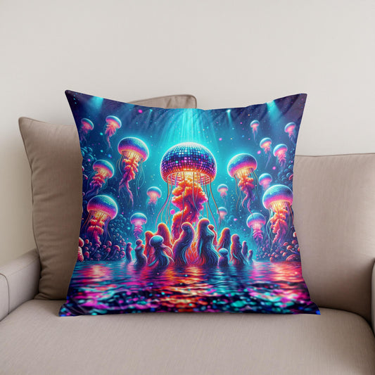 Neon Waves Cotton Cushion