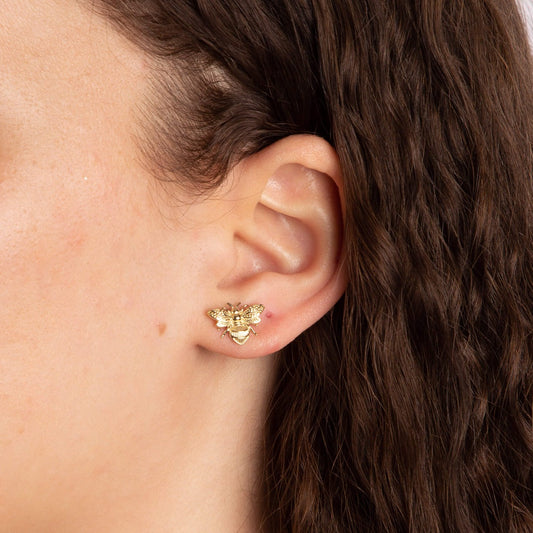 Elements Gold Detailed Bee Earrings