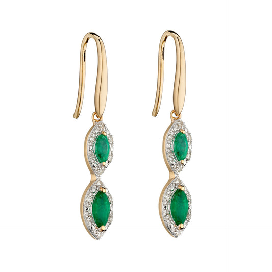 Elements Gold Marquise Double Drop Earrings
