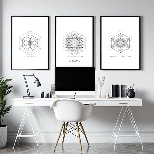 Geometric Wall Art | Set of 3 Sacred Geometry Wall art Prints