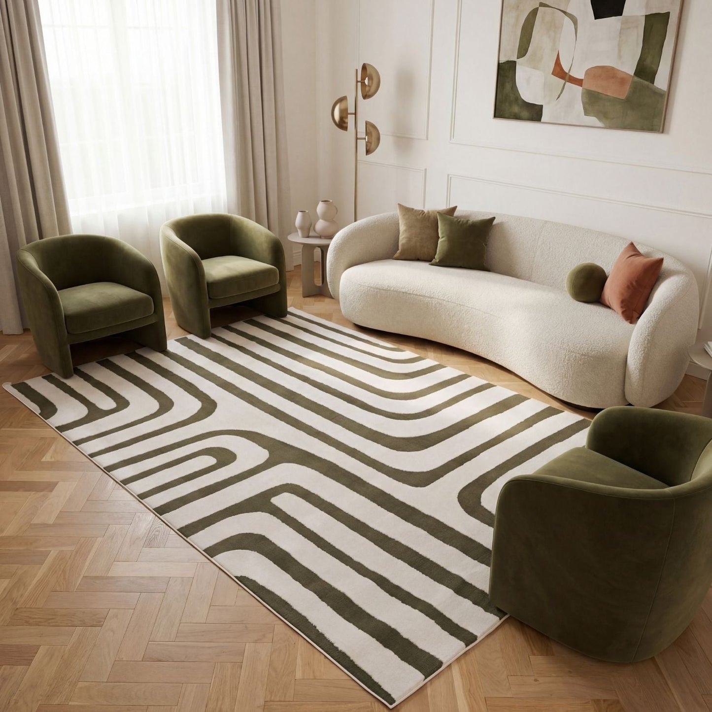Loft Geometric Green Rug
