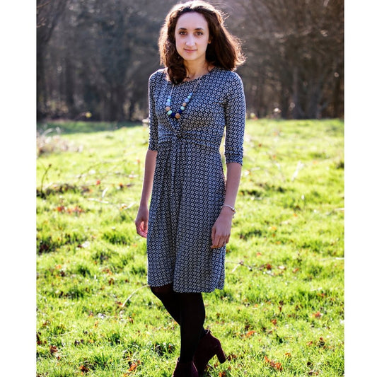 Gina Geo Breastfeeding Dress Blue