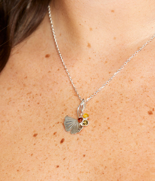 Amber Ginkgo Necklace