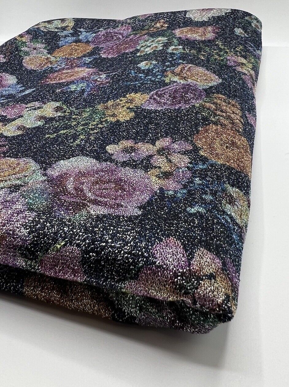 Glitter Floral Lightweight Stretch Fabric