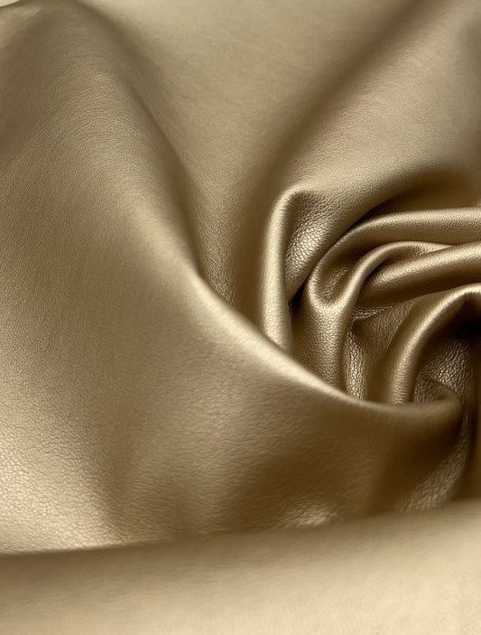 Gold Textured Faux Leather Leatherette Stretch Fabric