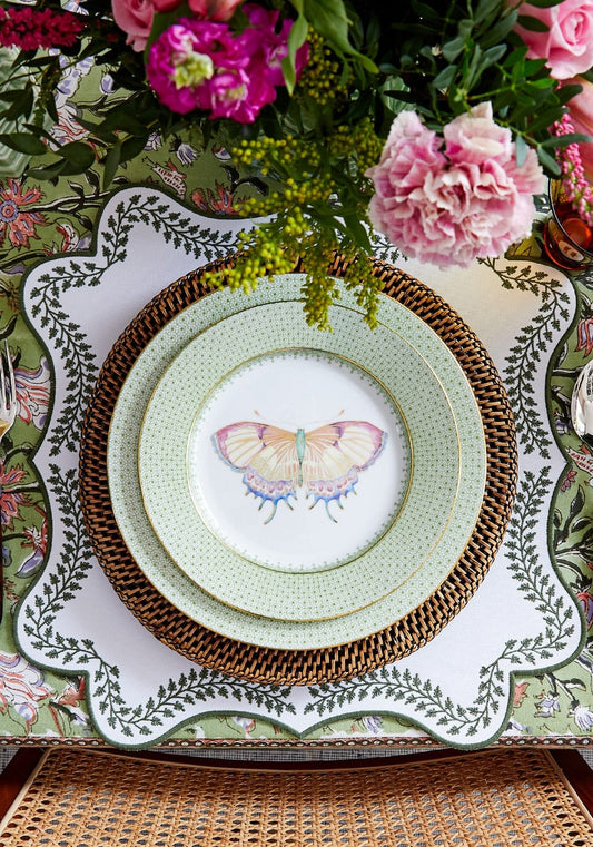 Green Apple Lace Plate Butterfly Side/Pudding Plates - Set of 4
