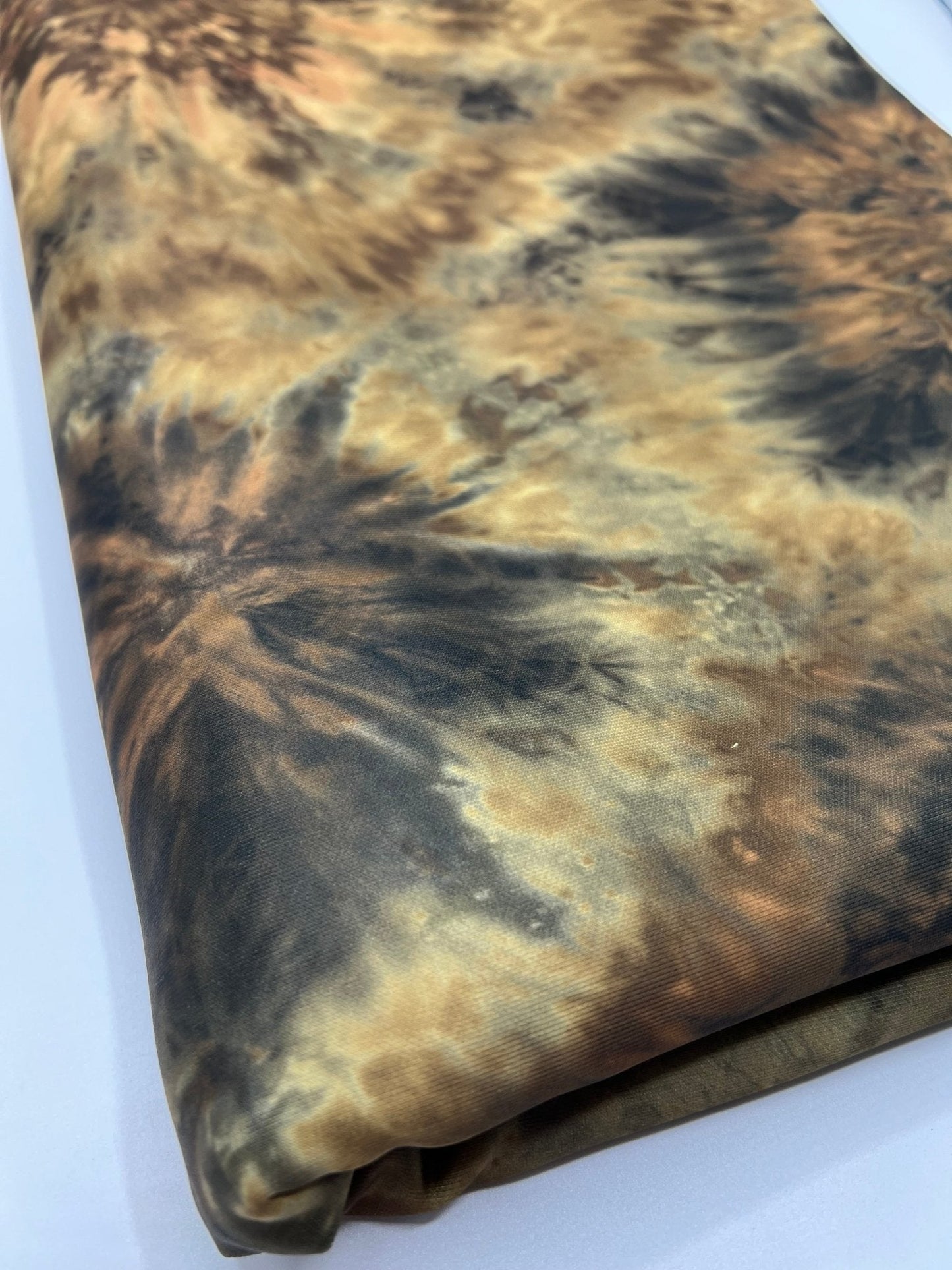 Green Brown Mix Plain Scuba Fabric