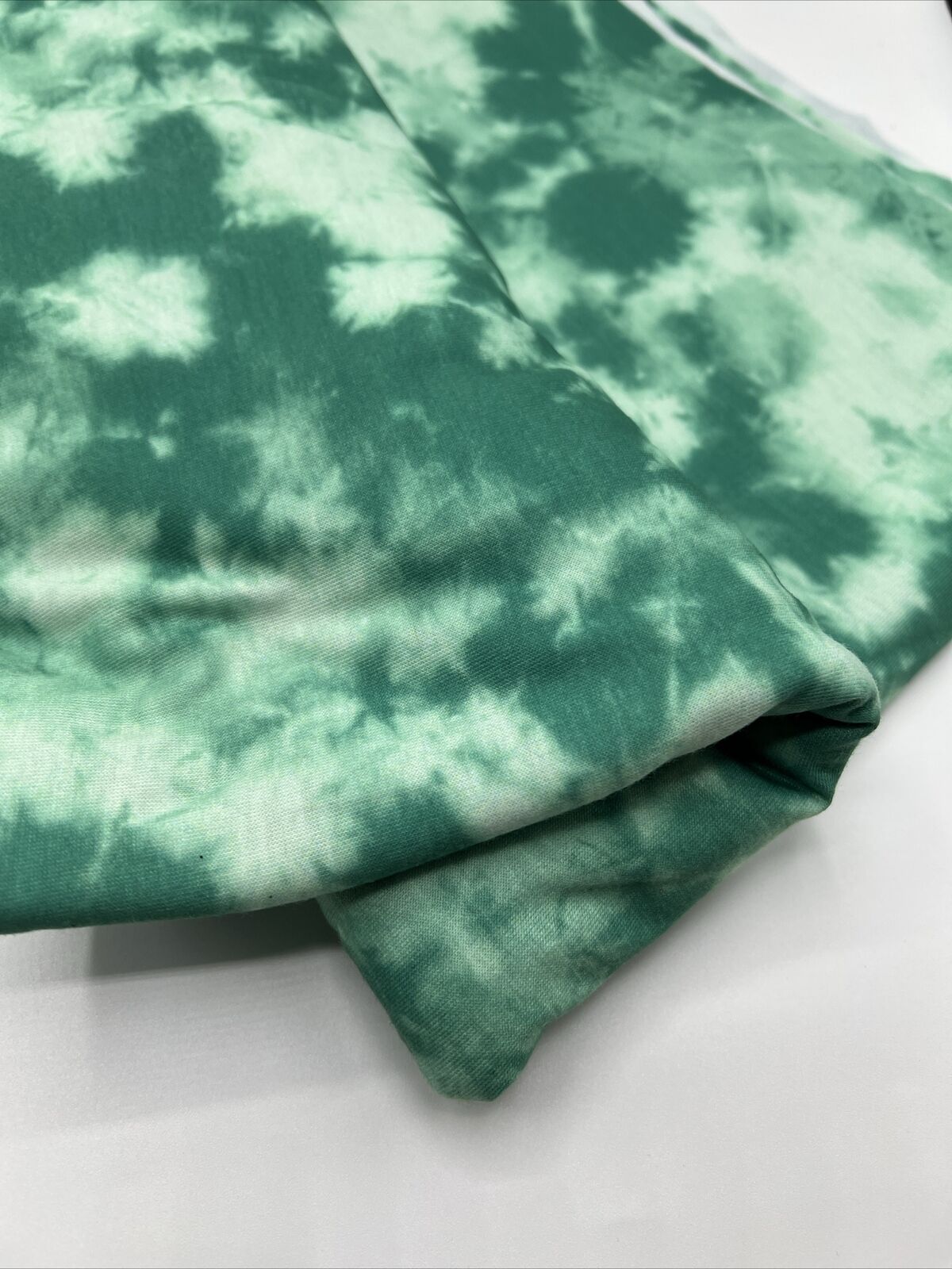 Green Mix Print Spun Poly Stretch Fabric