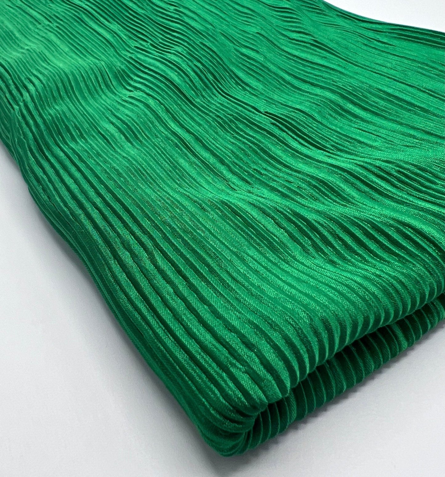 Green Plisse Pleated 2 Way Stretch Fabric