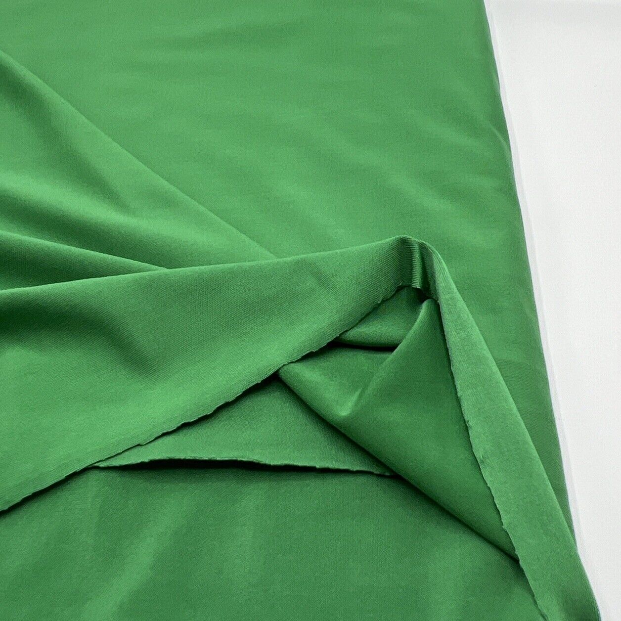 Green Plain Shiny Soft Touch Slinky 4 Way Stretch Fabric