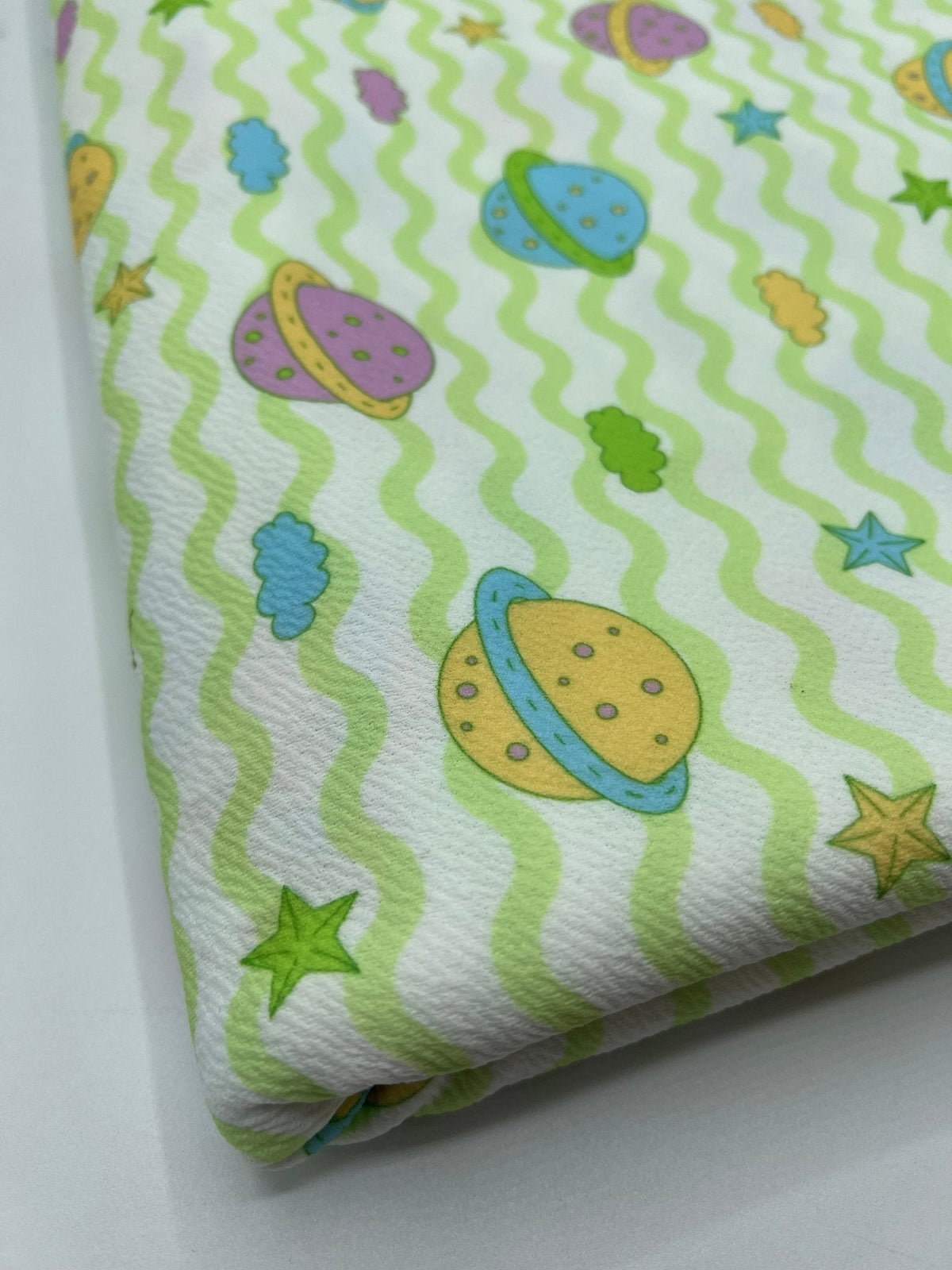 Green Space Print Liverpool Bullet Stretch Fabric