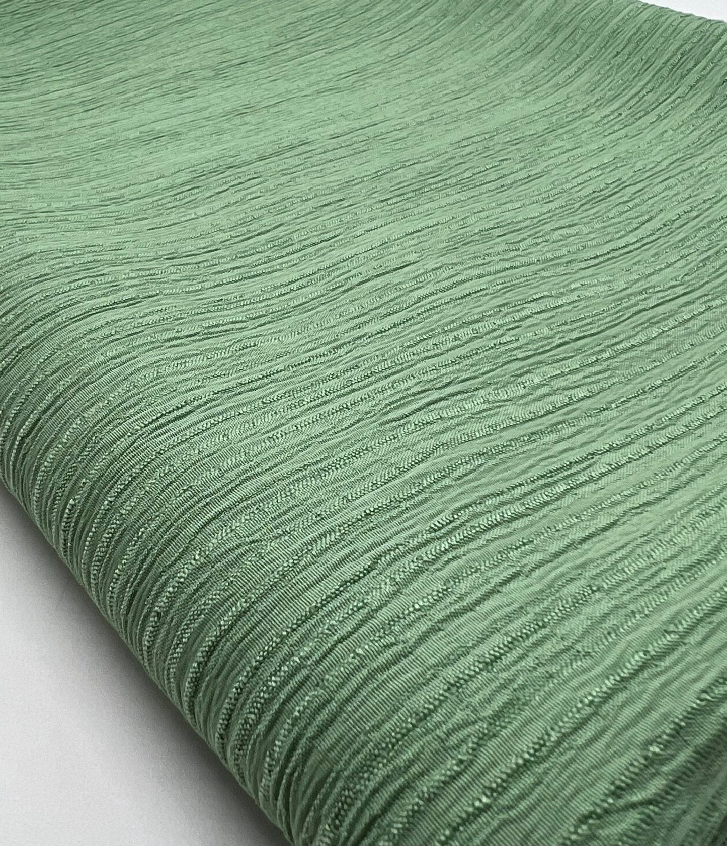 Green Textured Crinkle Lightweight Non Stretch Fabric