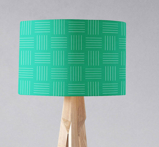Green Drum Lampshade, Geometric Line Design Shade for Table, Floor or Ceiling Pendant Light