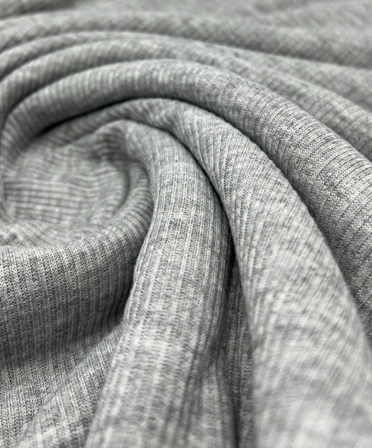 Grey 2X1 Fine Rib Stretch Fabric