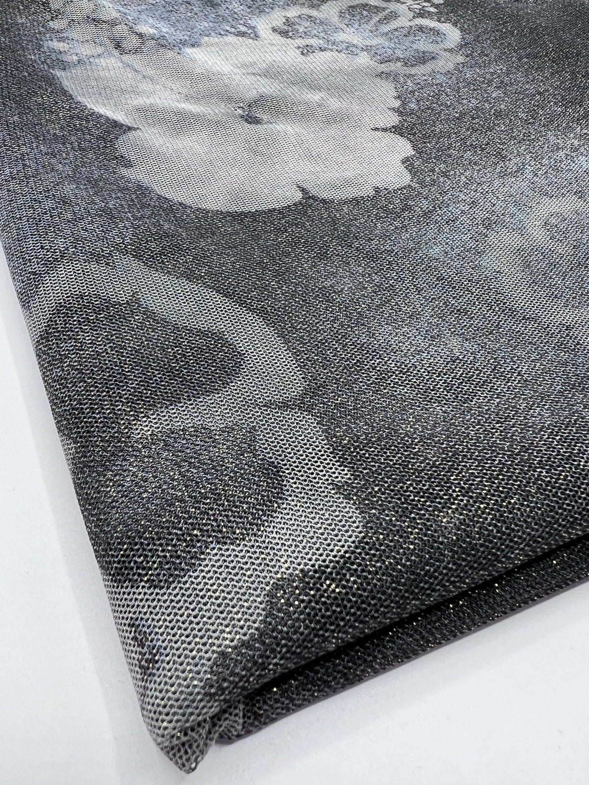 Grey Black Gold Glitter Mesh Fabric Stretch