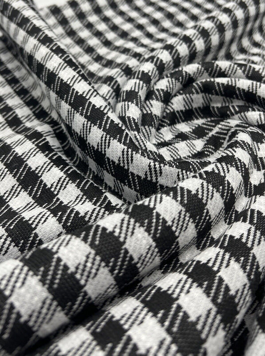 Grey Black Square Jacquard Fabric