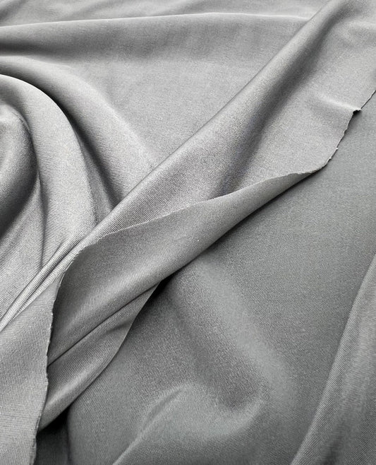 Grey Plain Shiny Soft Touch Slinky 4 Way Stretch Fabric