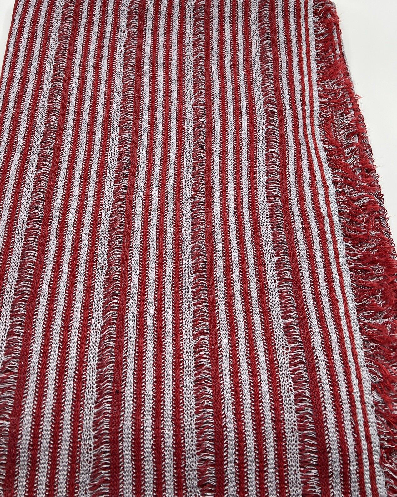 Grey Red Stripe Knitted Stretch Fabric