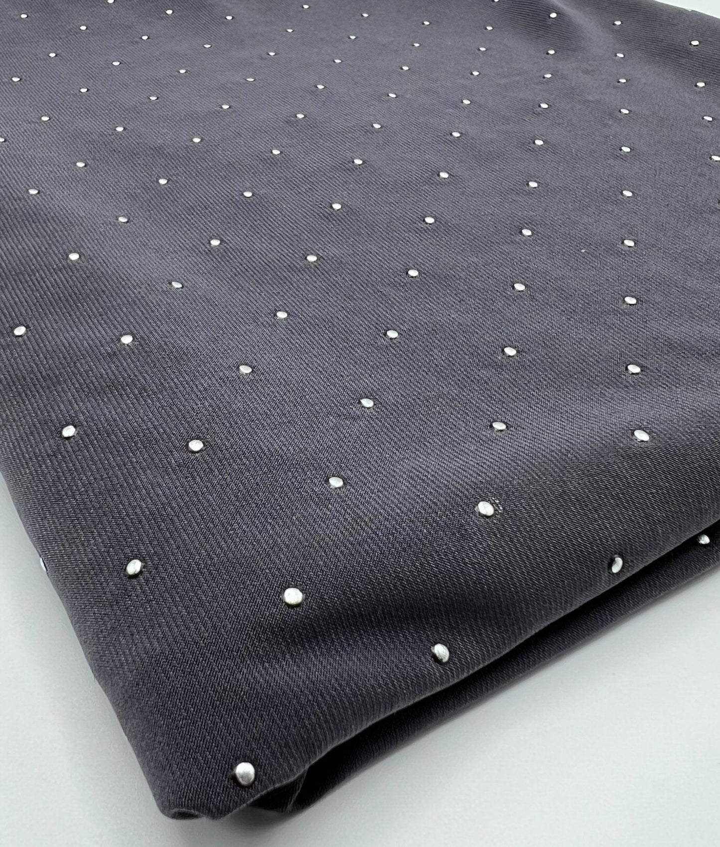 Grey Silver Metal Stud ITY Fabric
