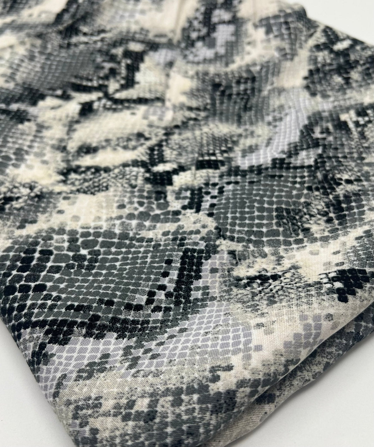 Grey Snake Mix 100% Viscose Non Stretch Fabric