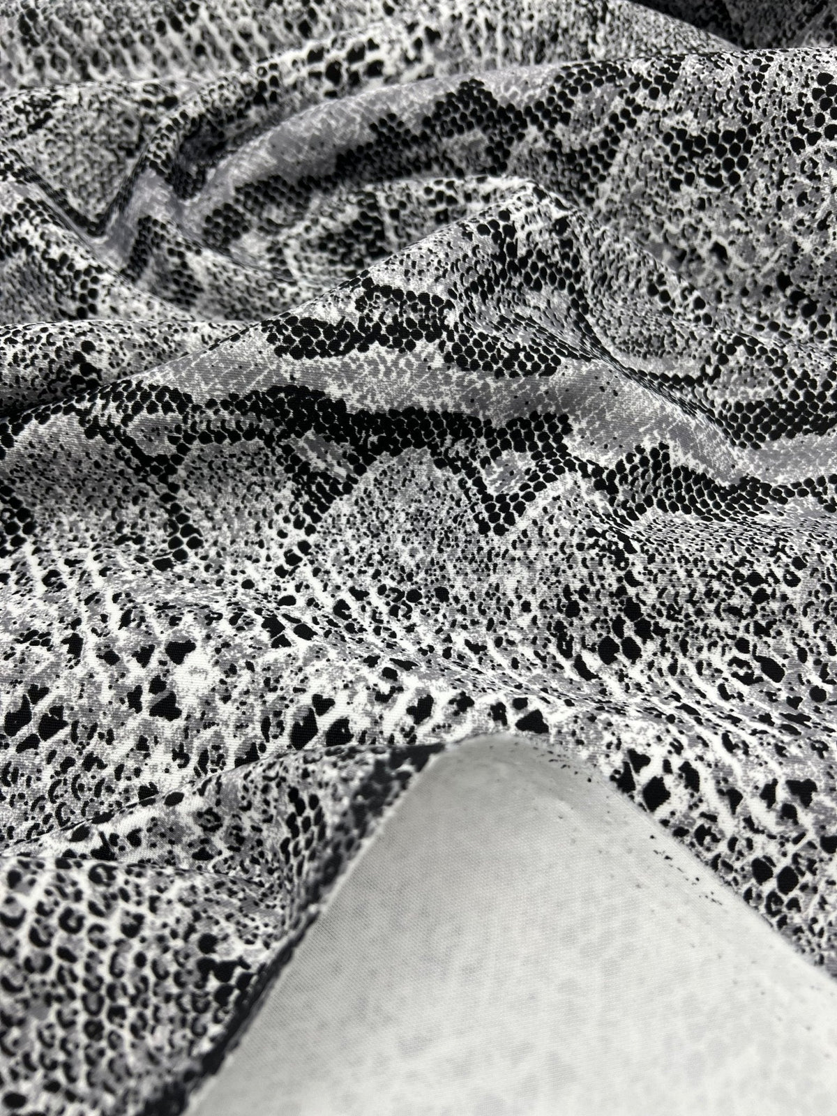 Grey Snake Printed Plain Scuba 4 Way Stretch Jersey Fabric