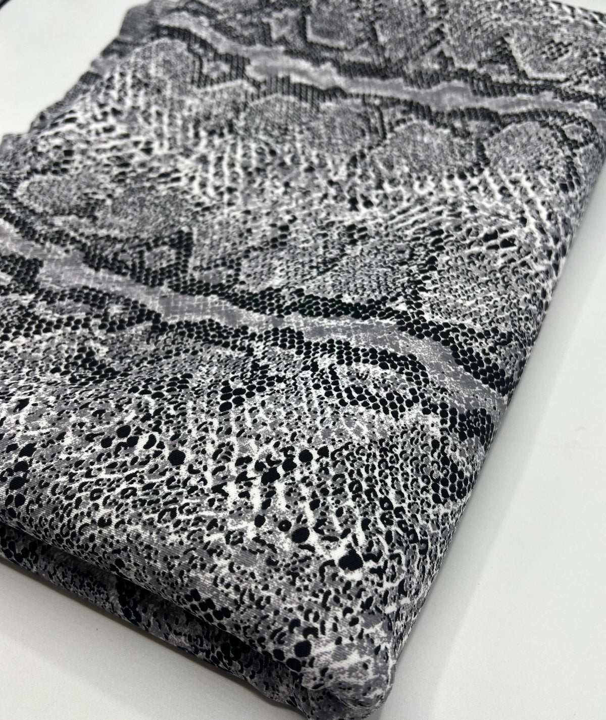 Grey Snake Printed Scuba Crepe Jersey Fabric 4 Way Stretch