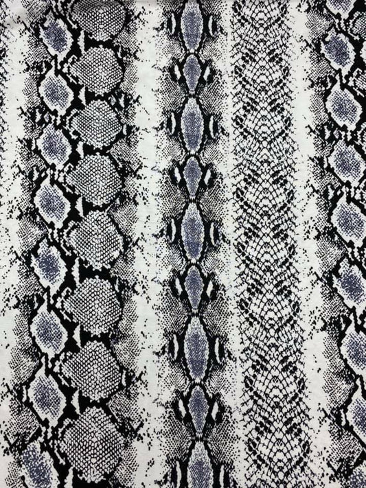 Grey Snakeskin Print Viscose Elastane Fabric