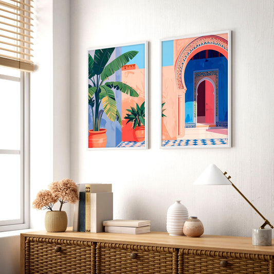 Hallway Wall Decor | Set of 2 Moroccan Inspired Wall art Prints