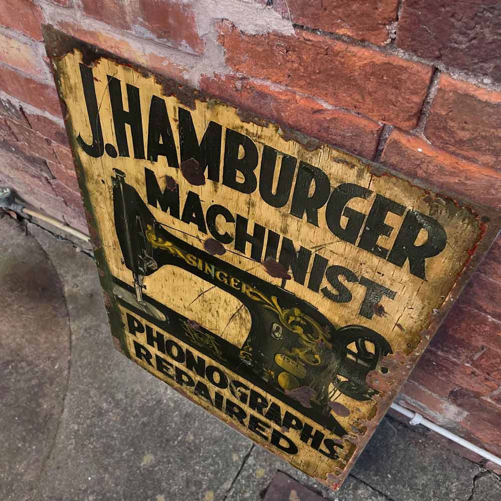 Hamburger Machinist Repair - Singer Sewing Machine Sign