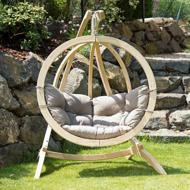 Globo Single Taupe Hanging Egg Chair