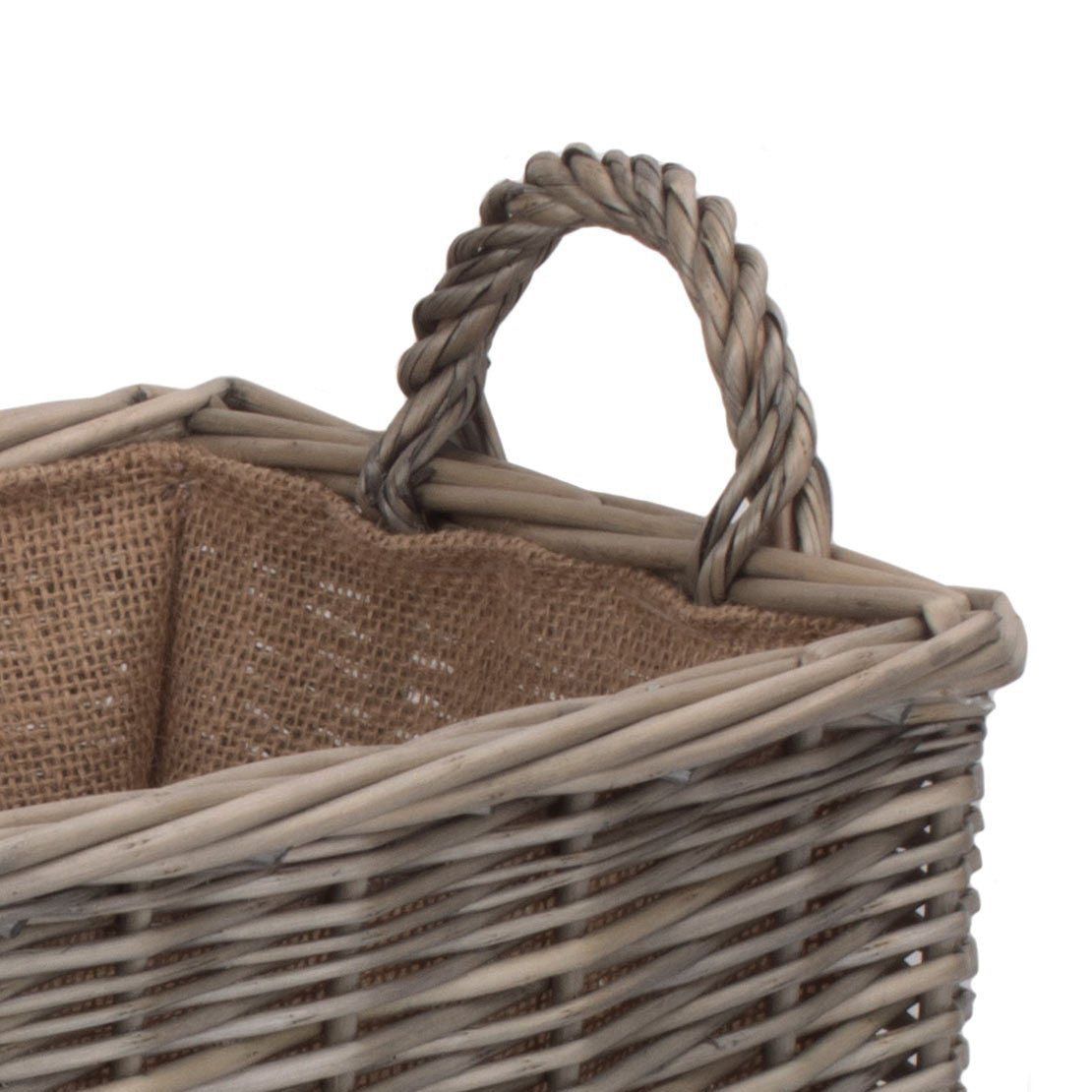Large Rectangular Lined Wicker Log Storage Basket