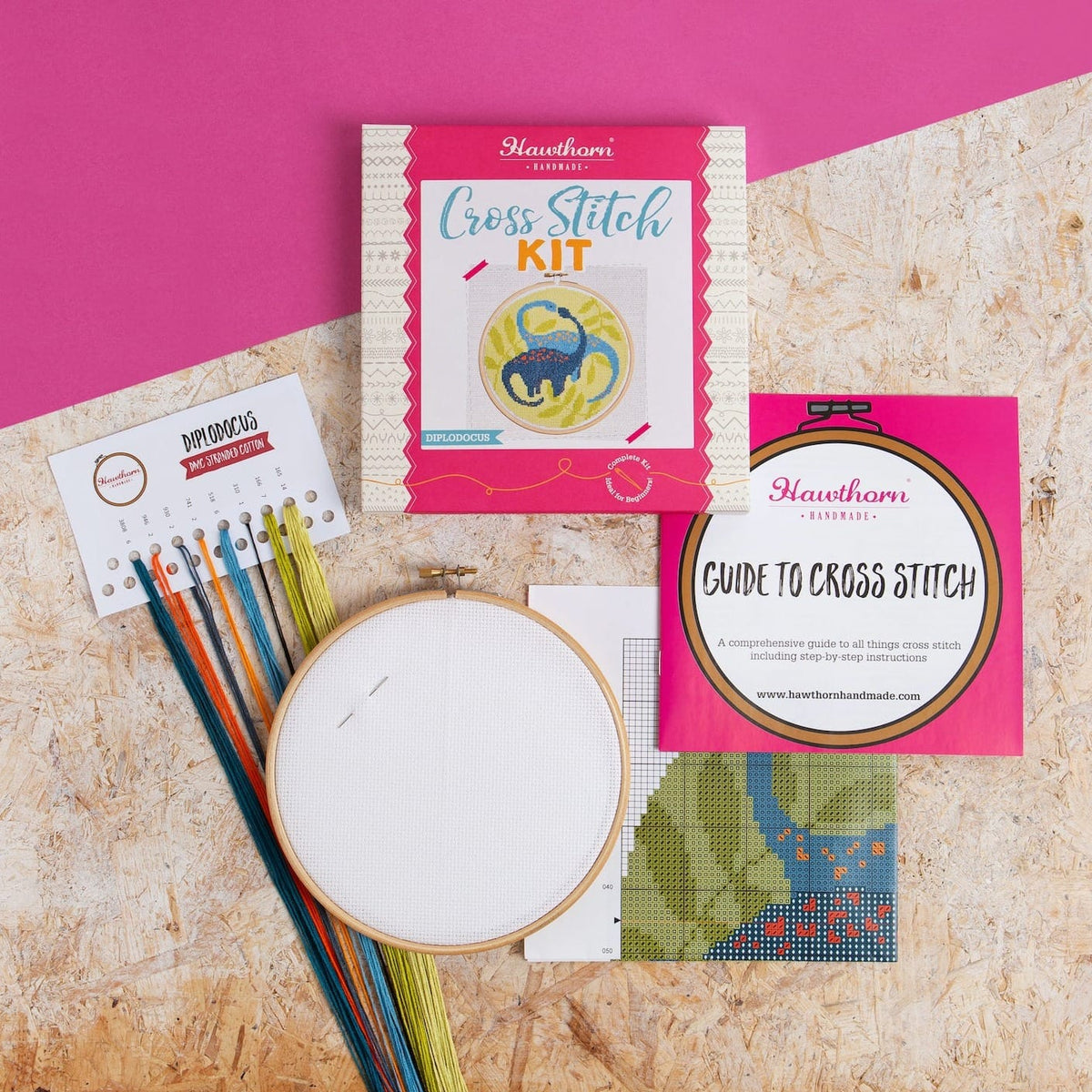Diplodocus Dinosaur Cross Stitch Kit for Beginners