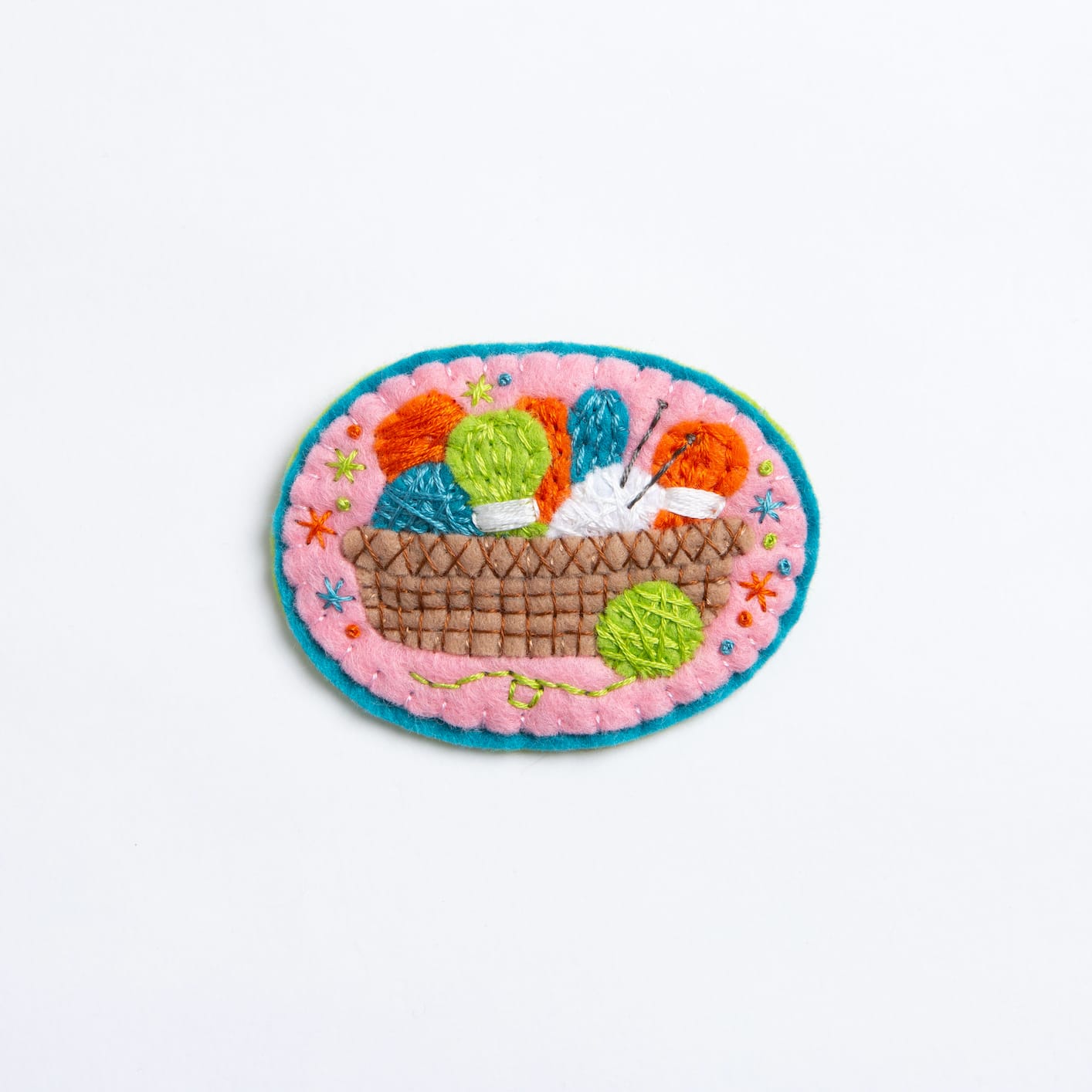 Knitting Basket Felt Craft Brooch Kit for Beginners