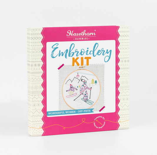 Off-Piste - Skiing and Snowboarding Embroidery Kit for Beginners