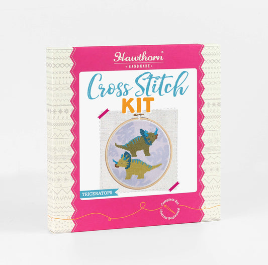 Triceratops Dinosaur Cross Stitch Kit for Beginners