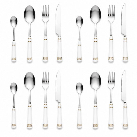 Heritage Gold 16-Piece Cutlery Set – White