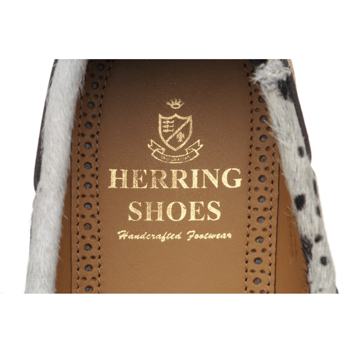 Herring Cordelia ladies rubber-soled deck shoes in white and brown pony