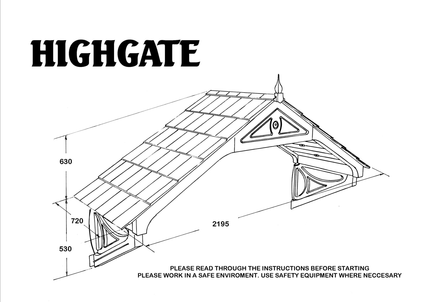 Highgate Wide Door Canopy 2195mm - Flat Pack Porch Canopy