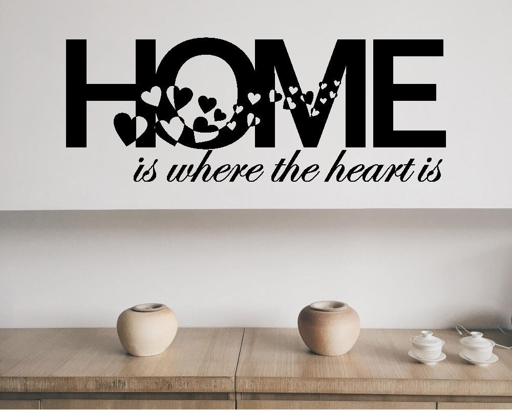 Home Is Where the Heart Is Wall Art Sticker – Family Quote Vinyl Decal