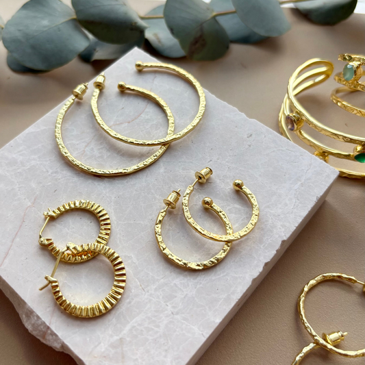 Lydia Textured Gold Hoops