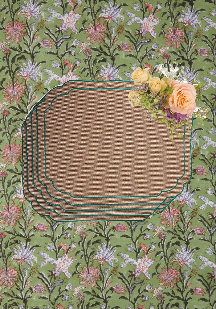 Hortensia Brown and Green Placemats - Set of 4