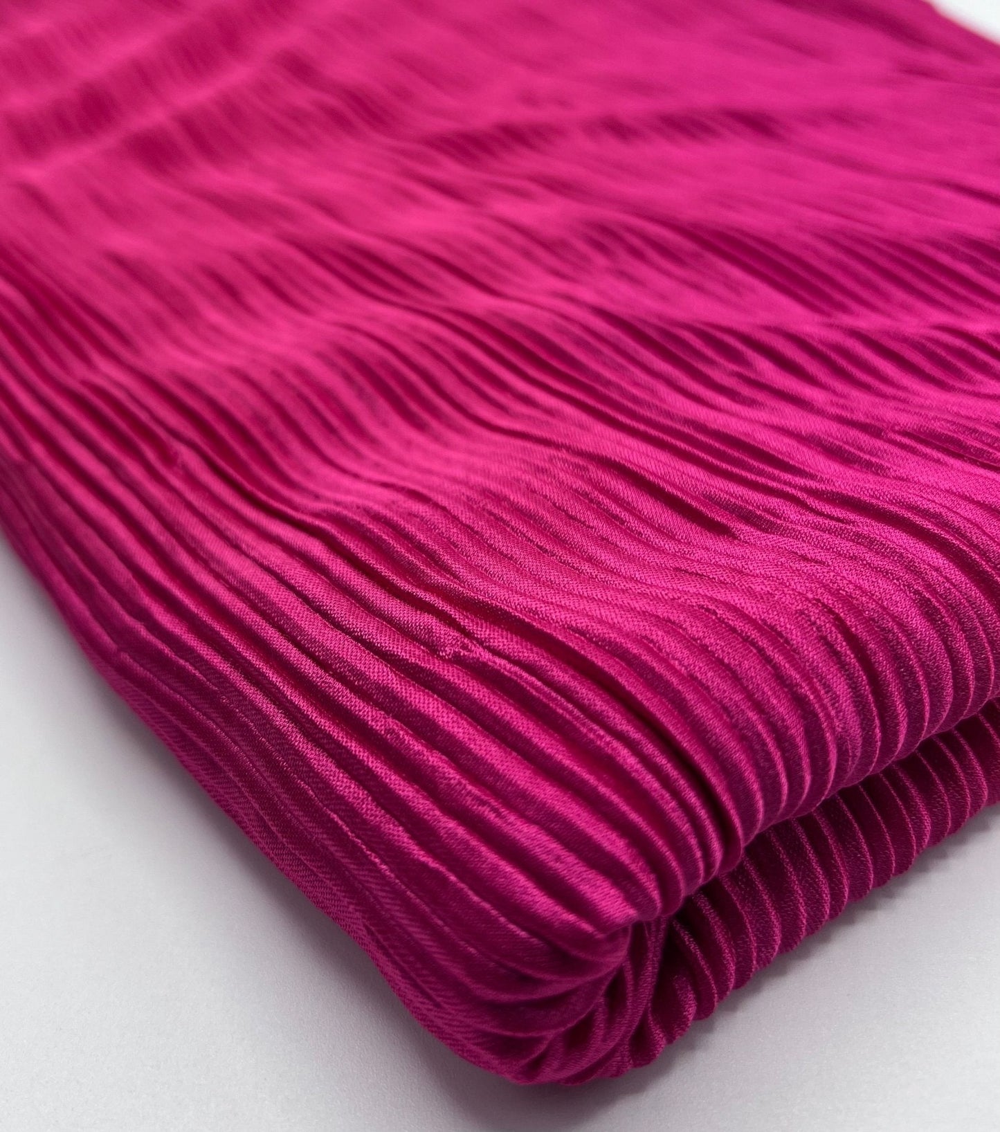 Hot Pink Cerise Plisse Pleated 2 Way Stretch Fabric