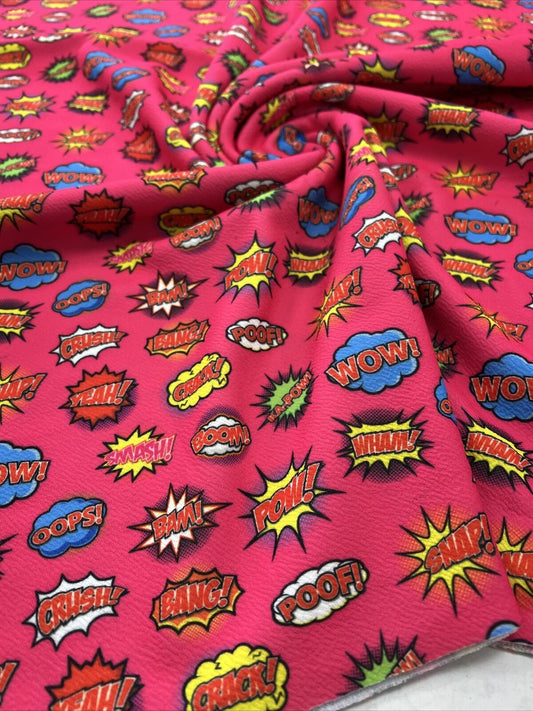 Hot Pink Comic Print Liverpool Bullet Stretch Fabric