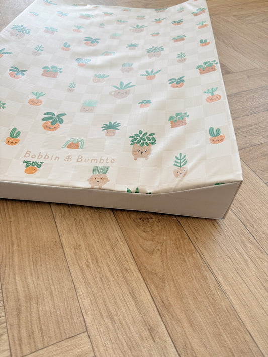 Anti-Roll Wedge Baby Changing Mat - Pot Plants