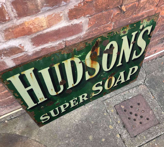 Vintage Green Hudsons Soap Metal Advertising Sign