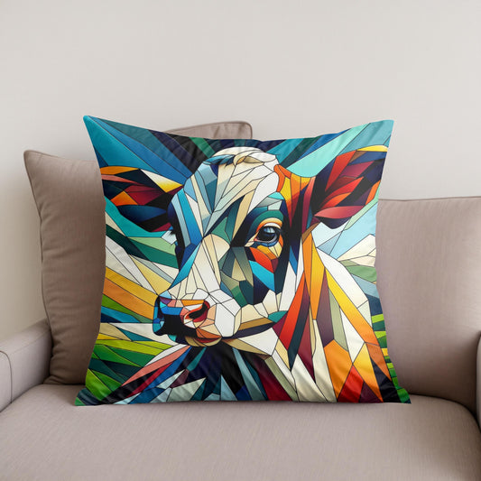 Cubist Contrast Cow Cotton Cushion